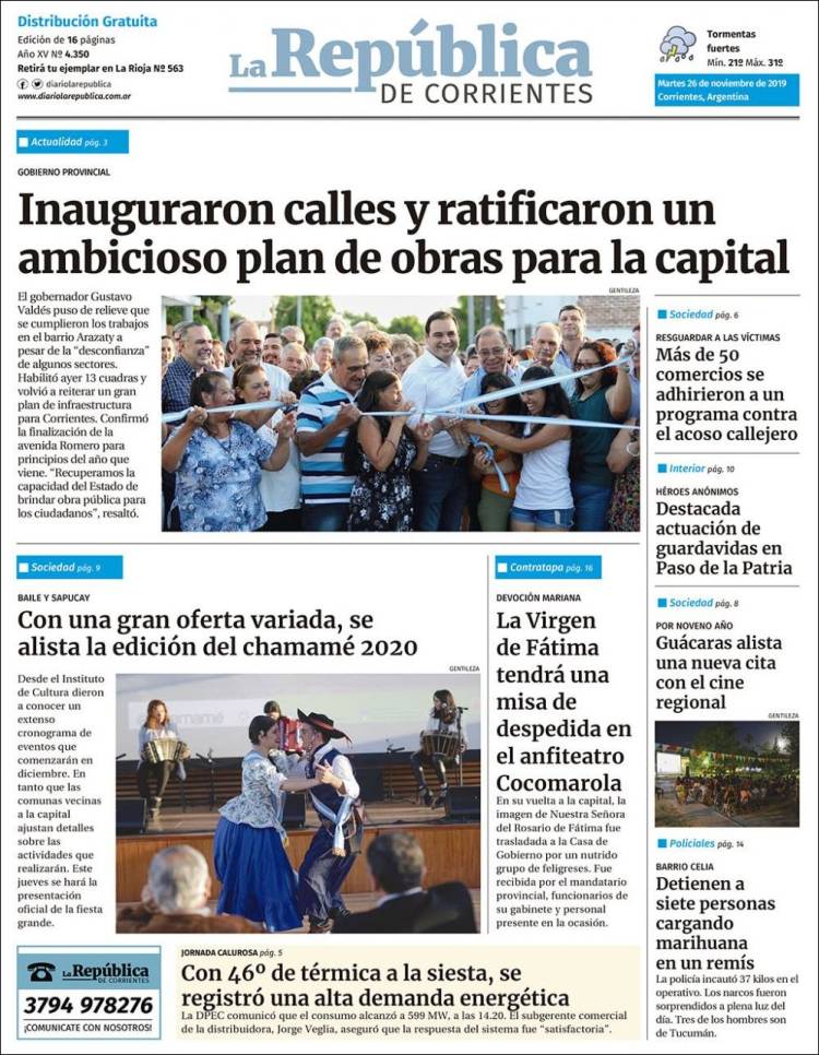 Portada de La República de Corrientes (Argentina)