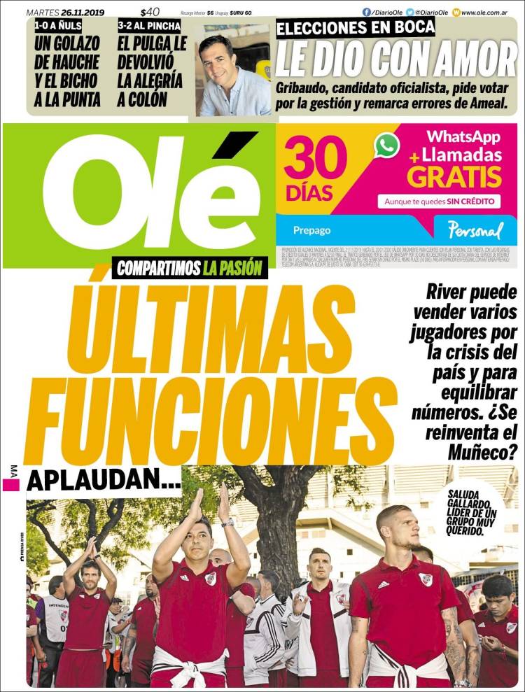 Portada de Olé (Argentina)