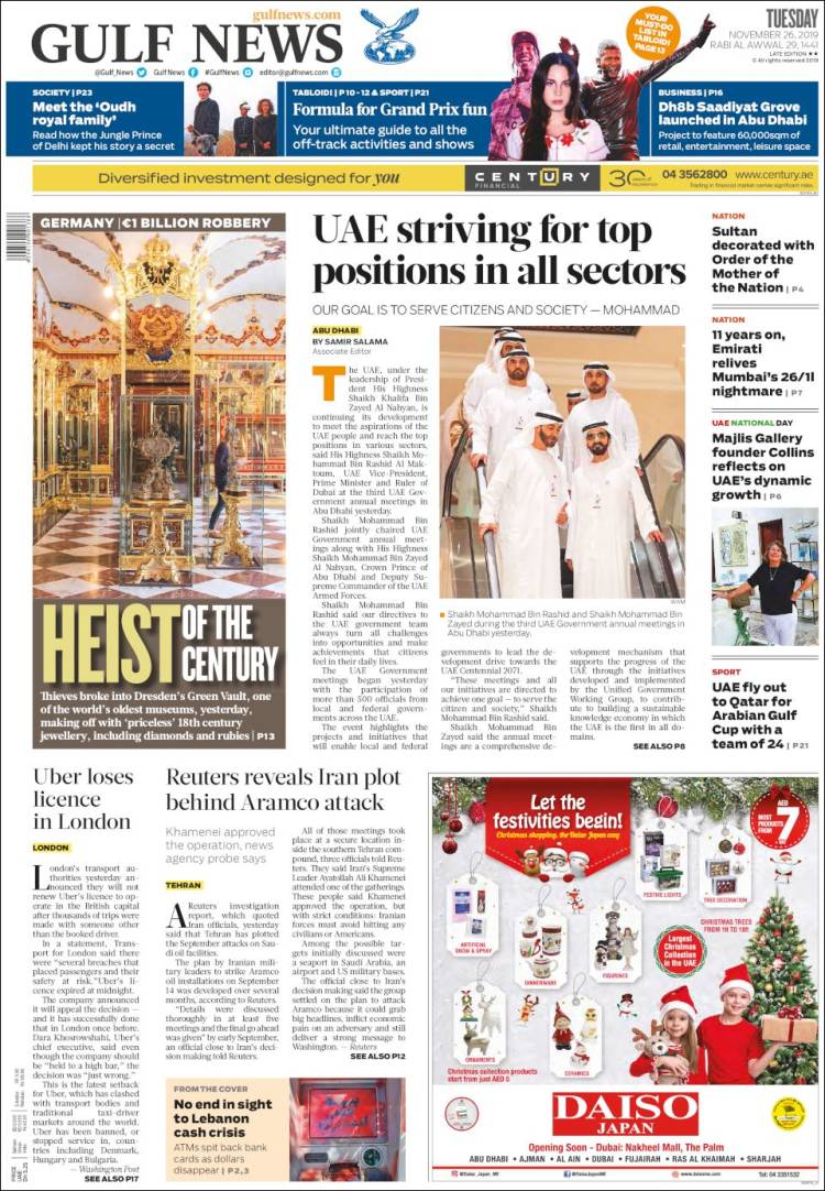 Portada de Gulf News (Asia-Pacífico)