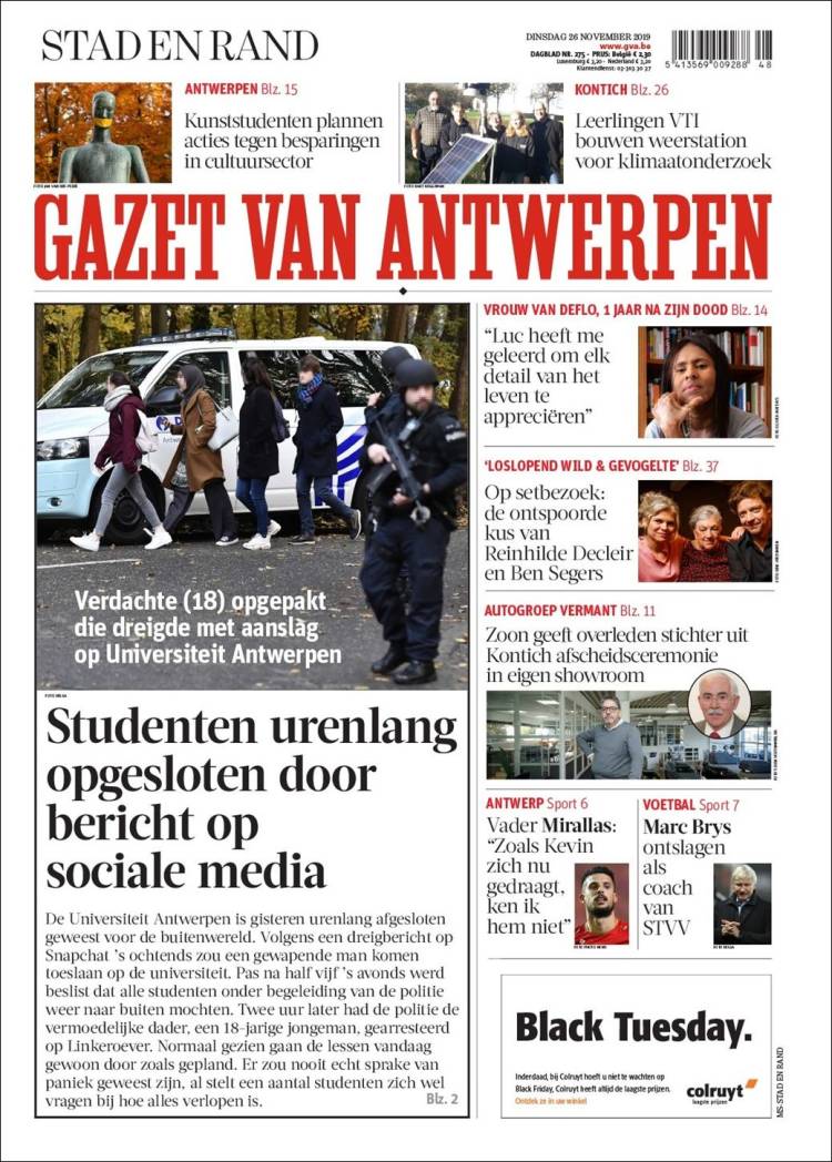 Portada de Gazet van Antwerpen (B&eacute;lgica)