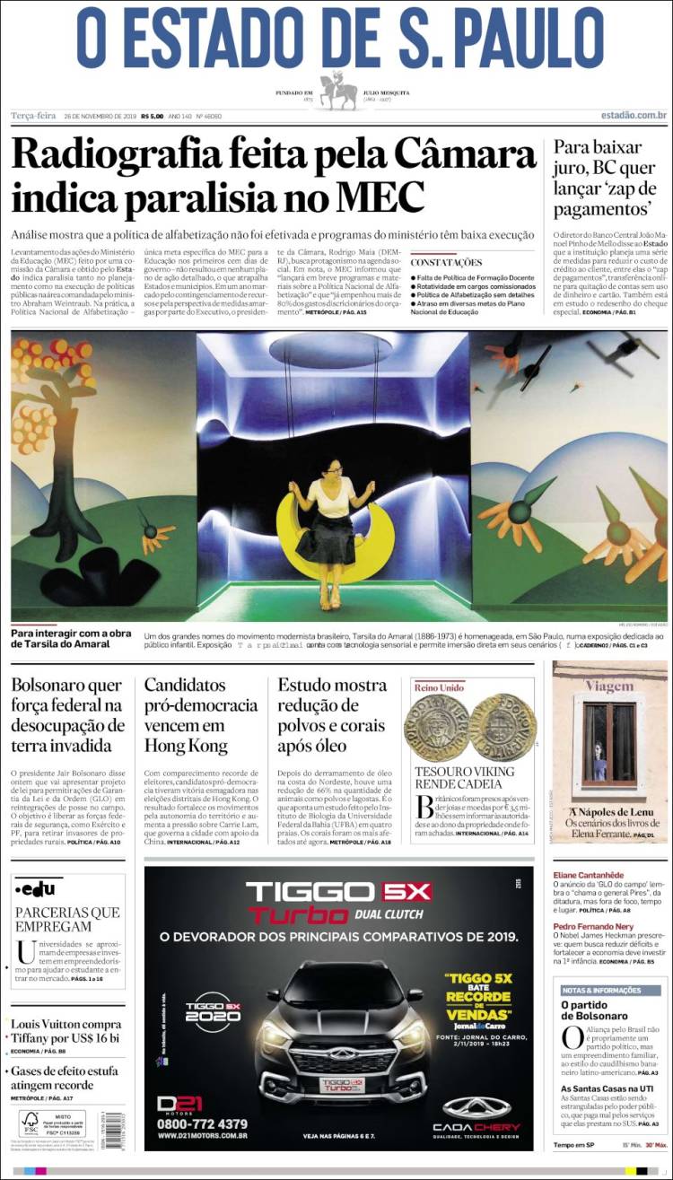 Portada de O Estado de São Paulo (Brasil)