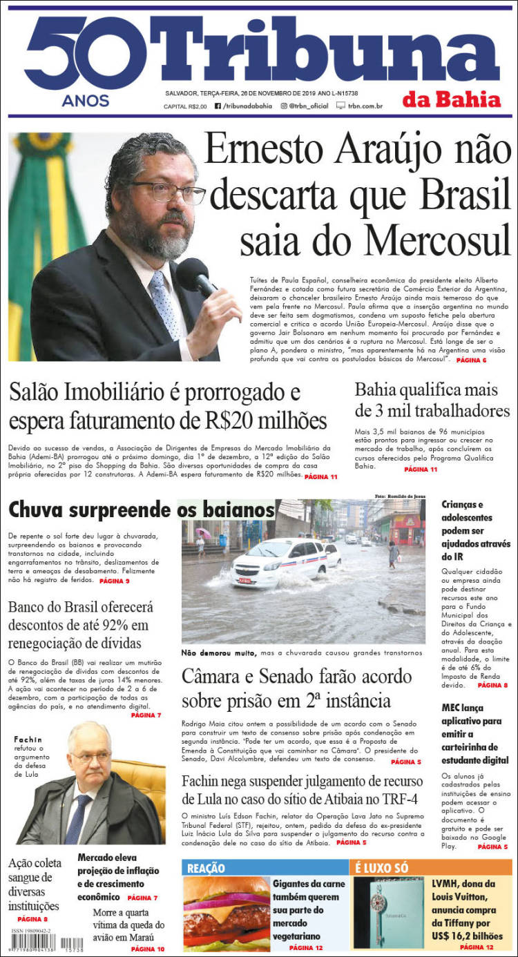 Portada de Tribuna da Bahia (Brasil)