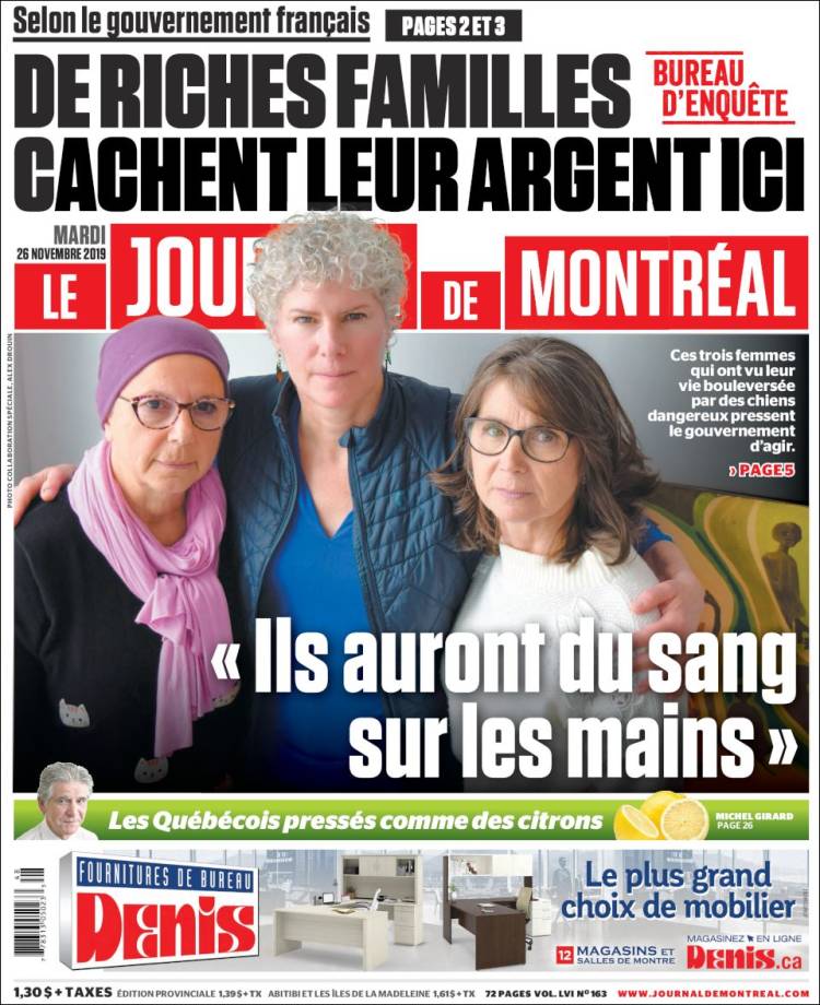 Portada de Le Journal de Montréal (Canada)