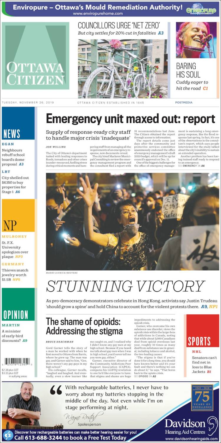 Portada de Ottawa Citizen (Canadá)