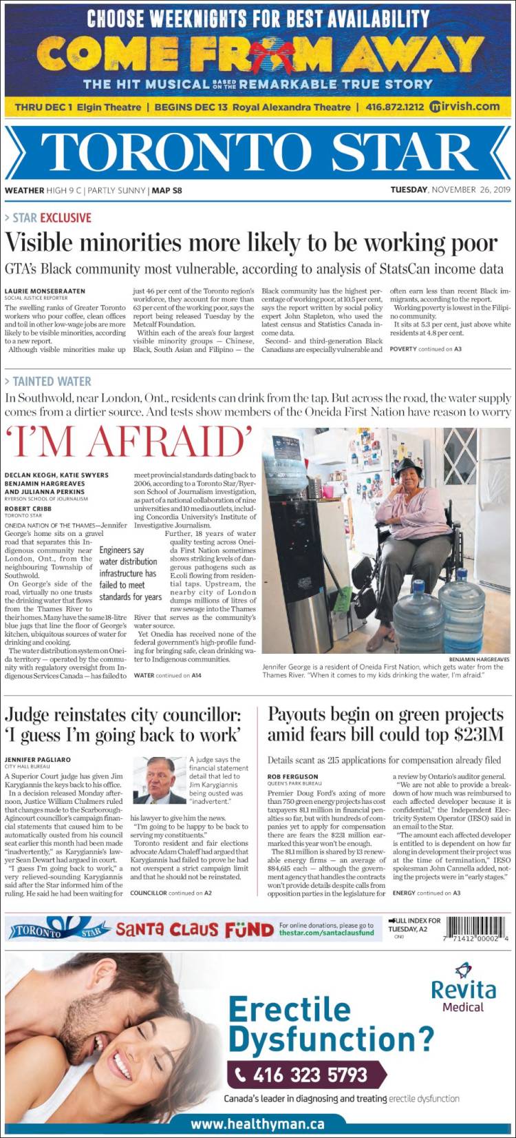 Portada de The Toronto Star (Canadá)