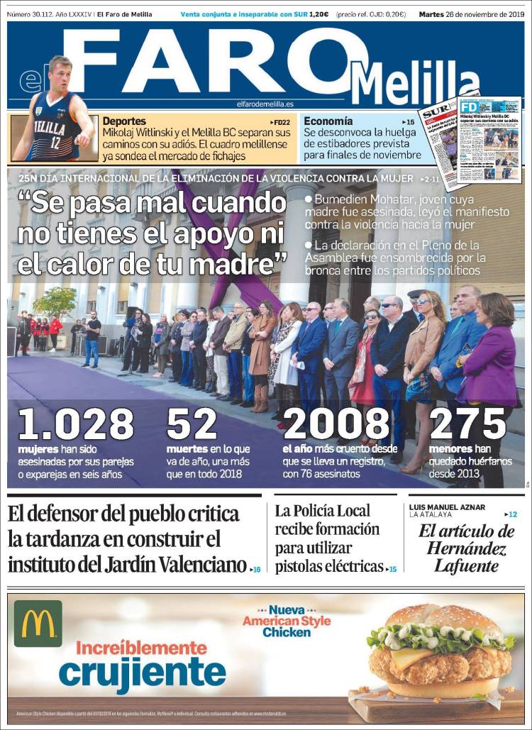 Portada de El Faro de Melilla (España)