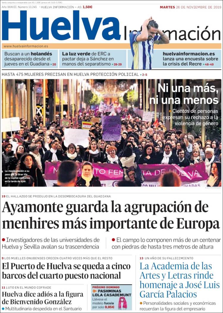 Portada de Huelva Información (España)