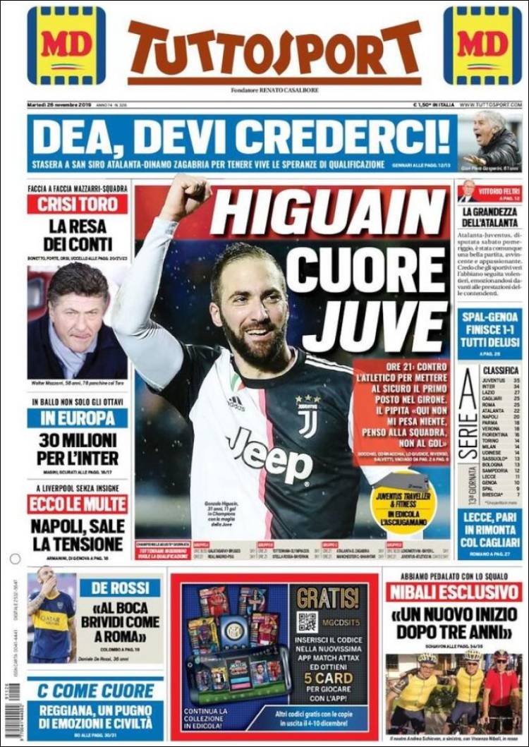 Portada de Tuttosport (Italia)