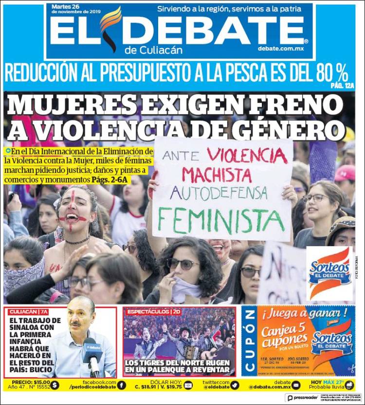 Portada de El Debate de Culiacán (Mexico)