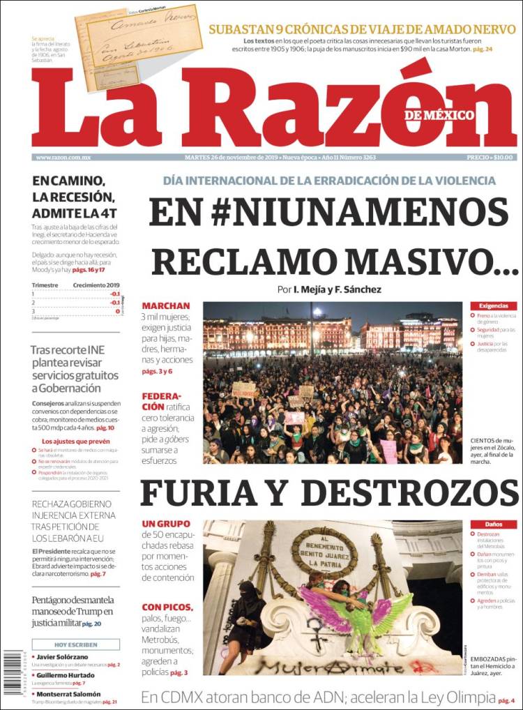 Portada de La Razón (Mexico)