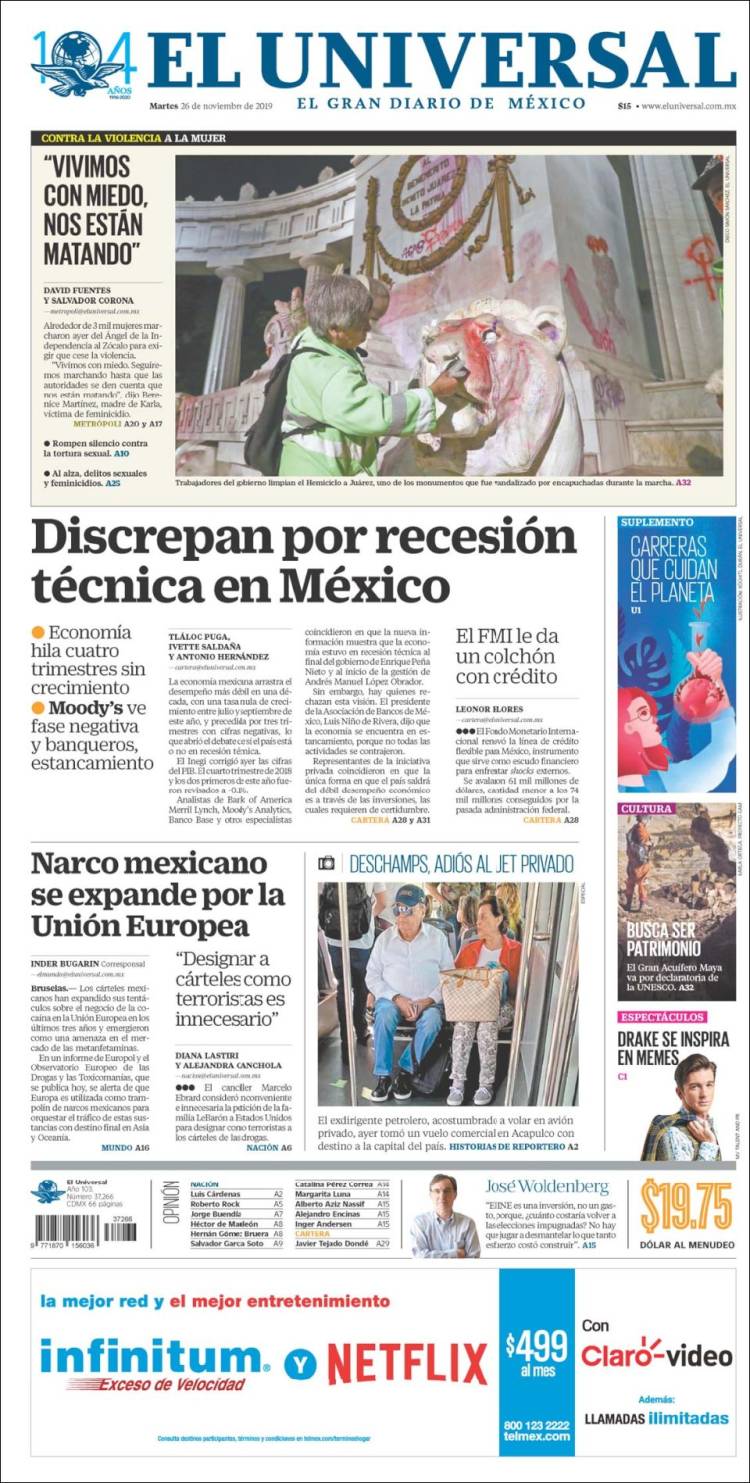 Portada de El Universal (Mexico)