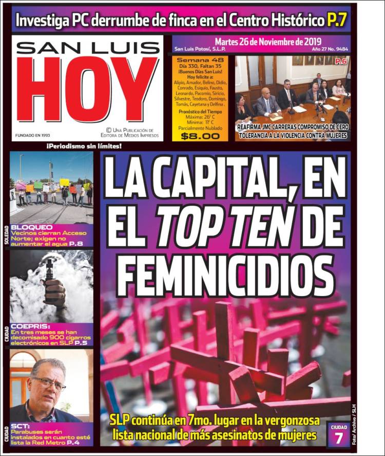 Portada de San Luis Hoy (Mexico)