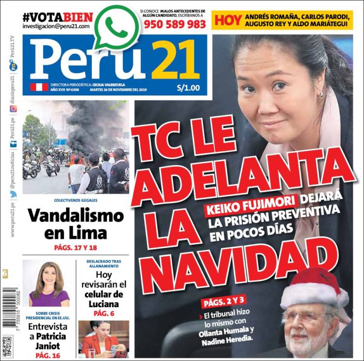 Portada de Perú 21 (Perú)