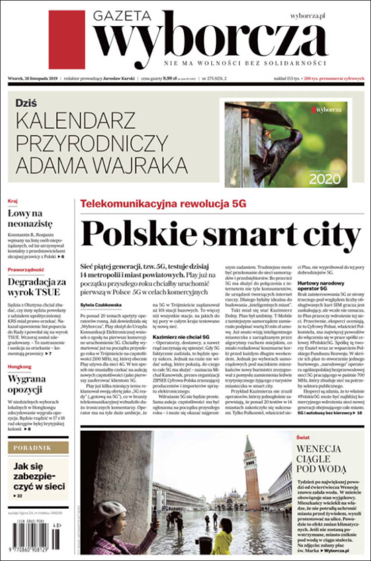 Portada de Gazeta Wyborcza (Polonia)