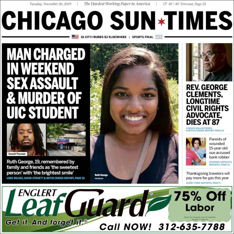 Portada de Chicago Sun-Times (USA)