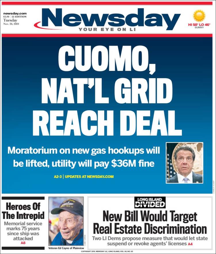 Portada de Newsday (USA)