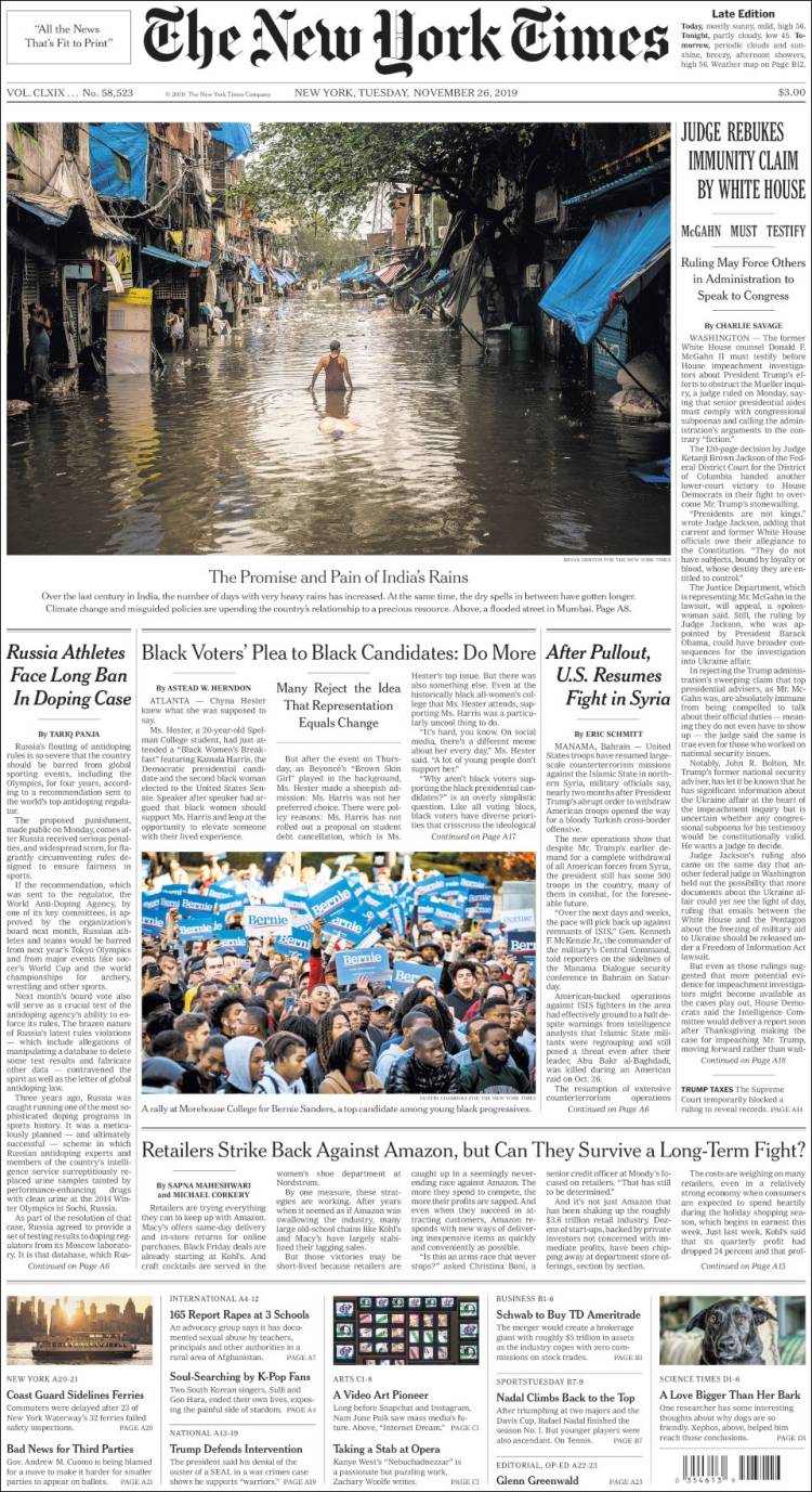 Portada de New York Times (USA)