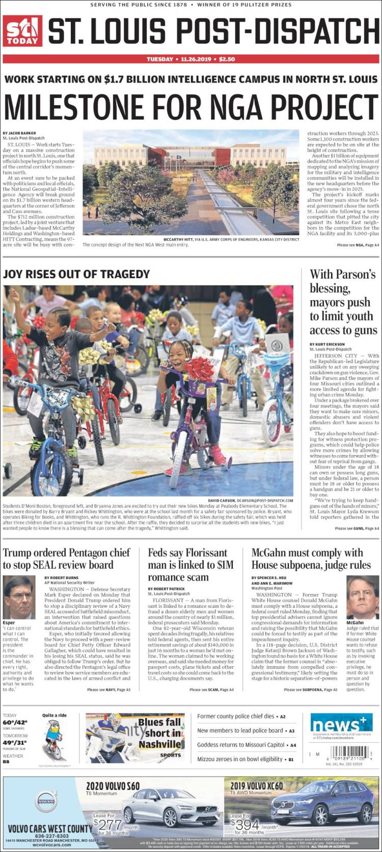 Portada de St. Louis Post-Dispatch (USA)