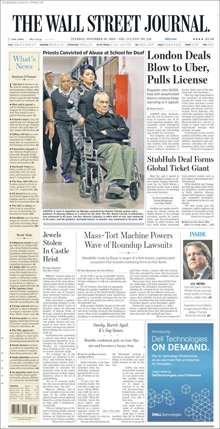 Portada de Wall Street Journal (USA)