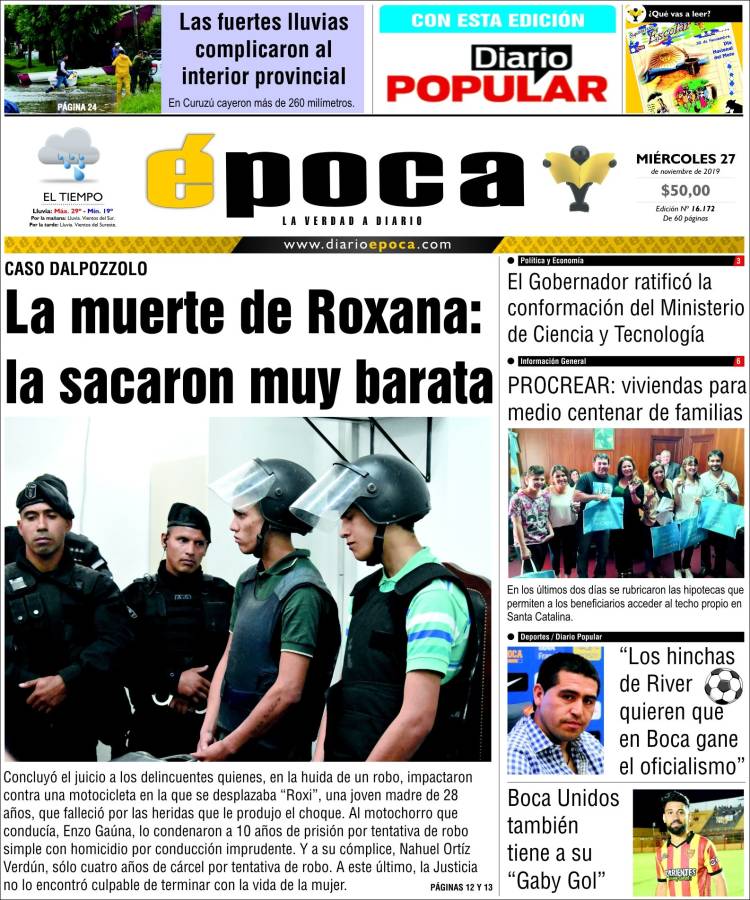 Portada de Diario Época (Argentina)