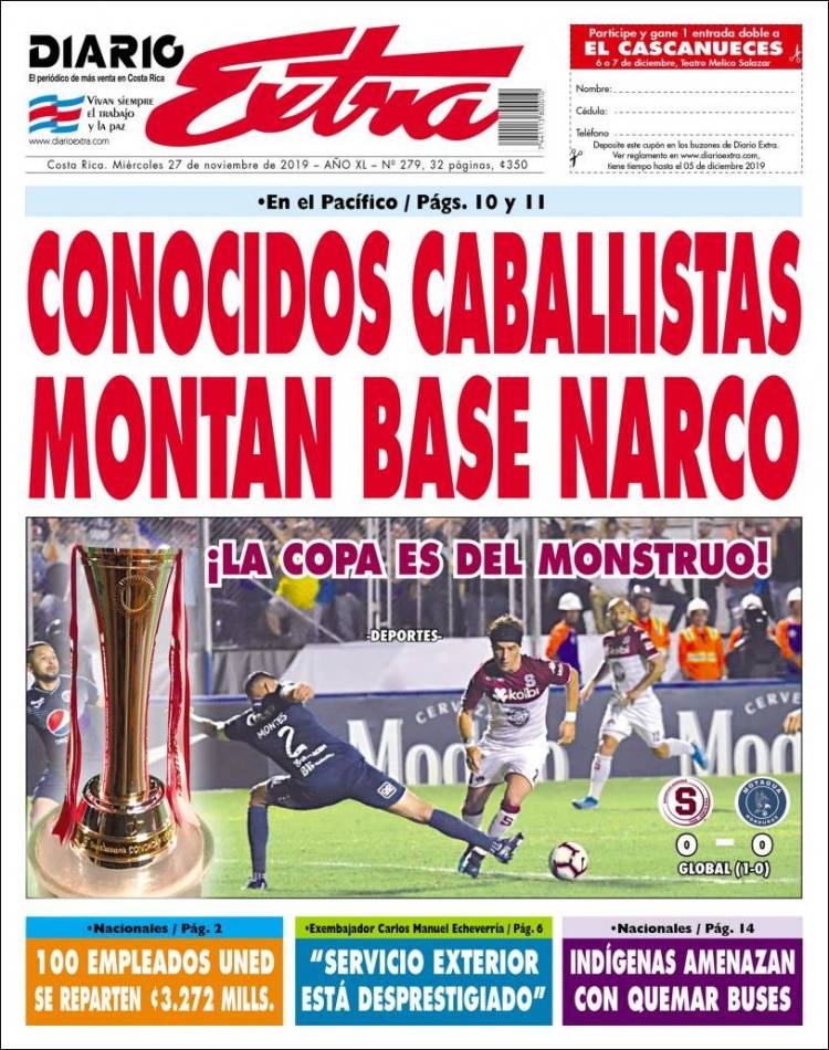 Portada de Diario Extra (Costa Rica)