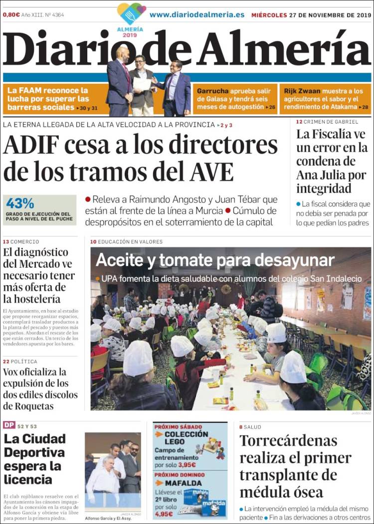 Portada de Diario de Almería (España)