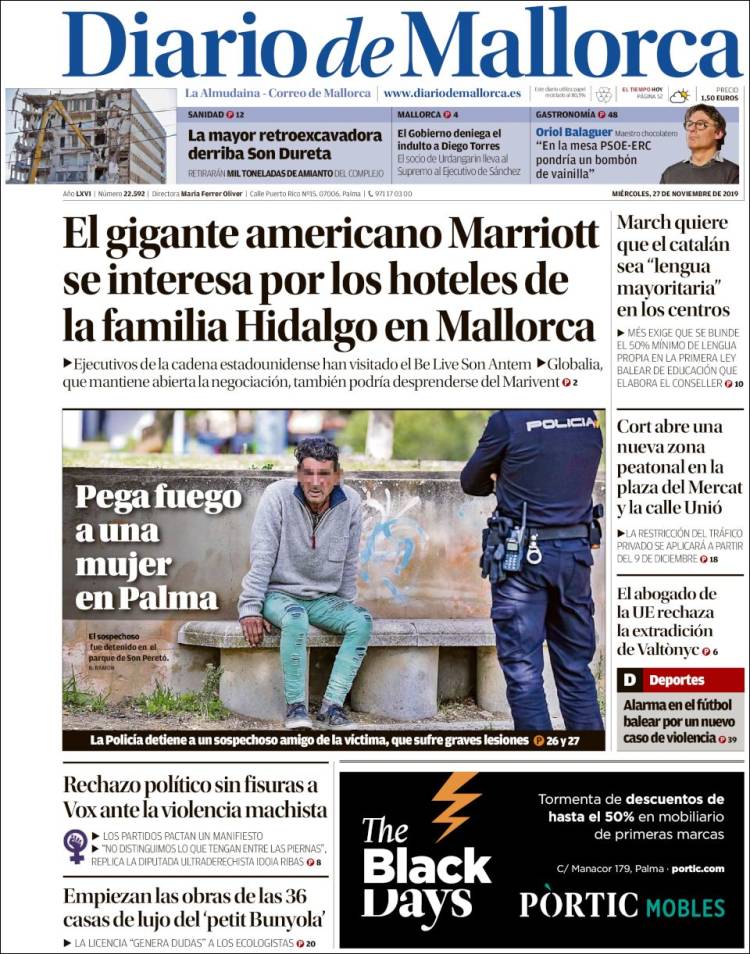 Portada de Diario de Mallorca (España)