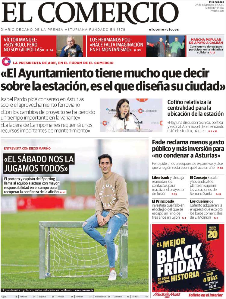 Portada de El Comercio - Gijón (Espa&ntilde;a)