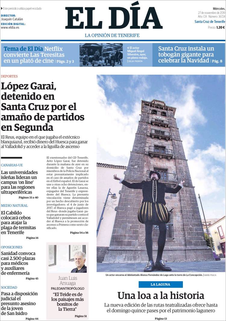 Portada de El Día (España)