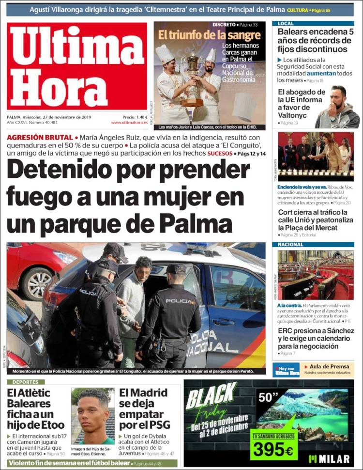 Portada de Última Hora (España)