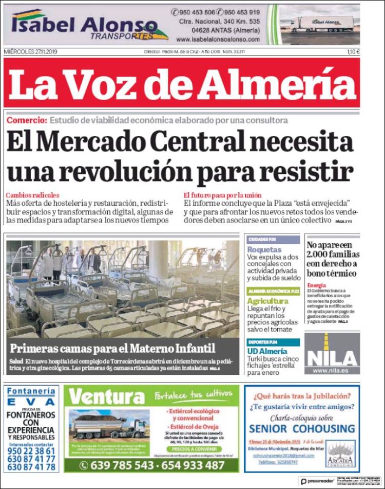 Portada de La Voz de Almería (España)