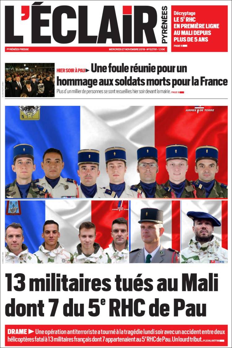 Portada de L'Eclair des Pyrénées (Francia)