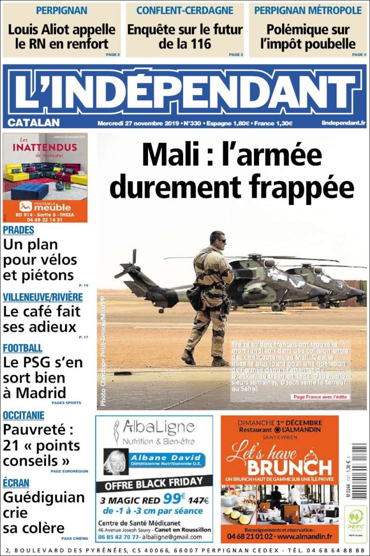 Portada de Le Indépendant (Francia)