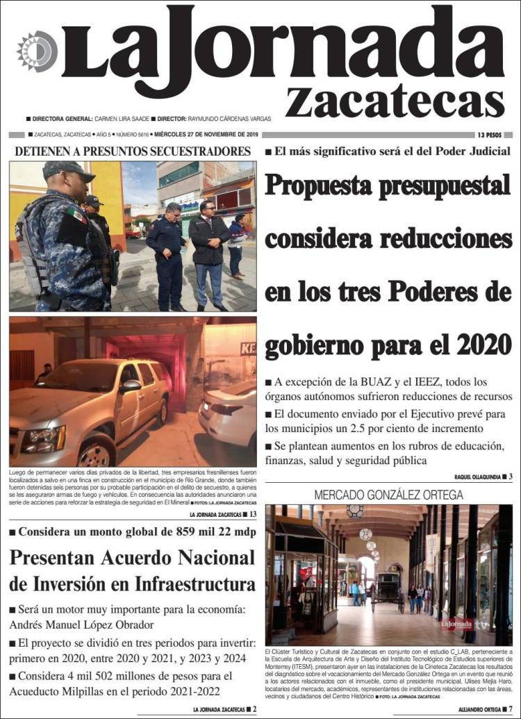 Portada de Jornada de Zacatecas (México)