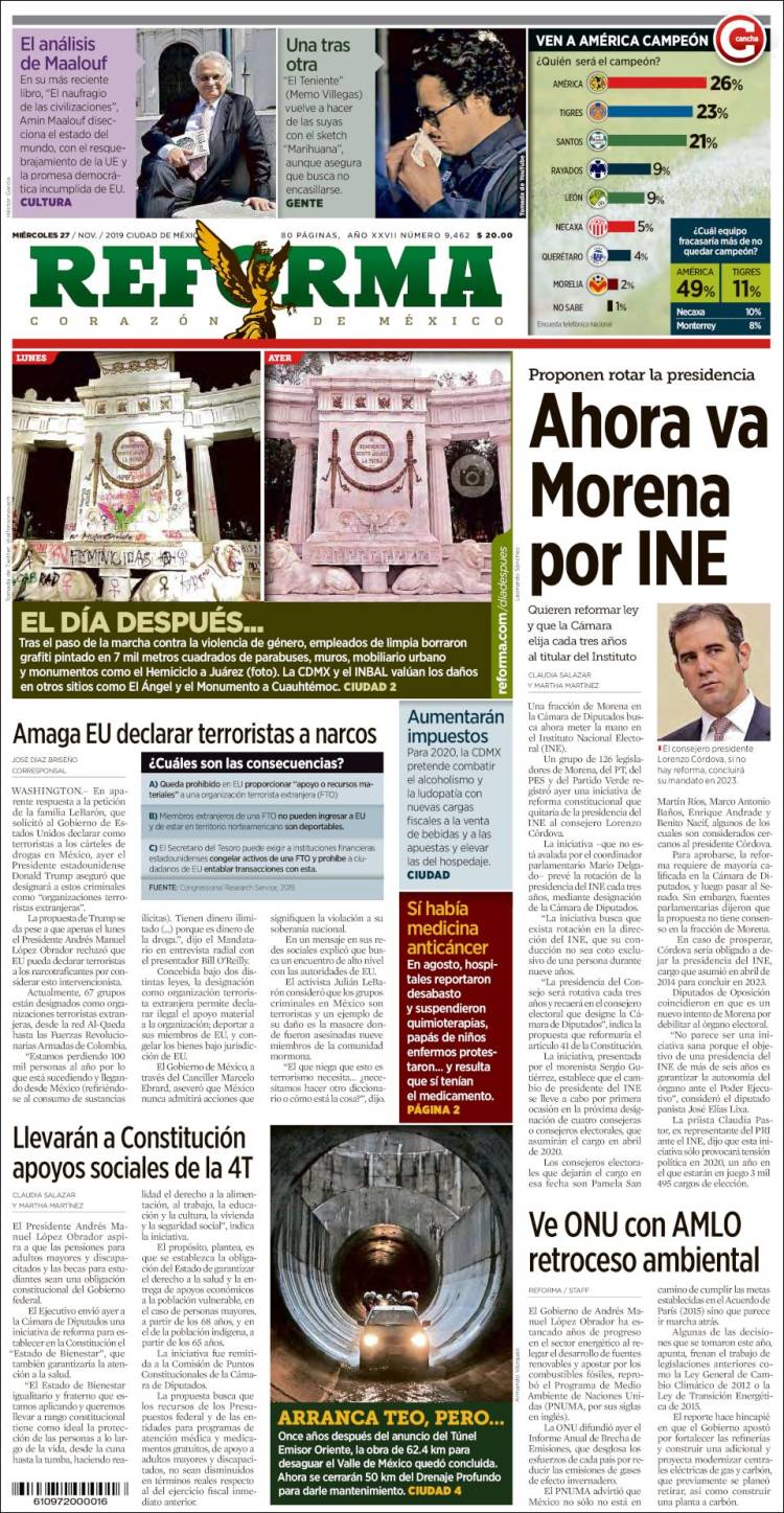 Portada de Reforma (México)