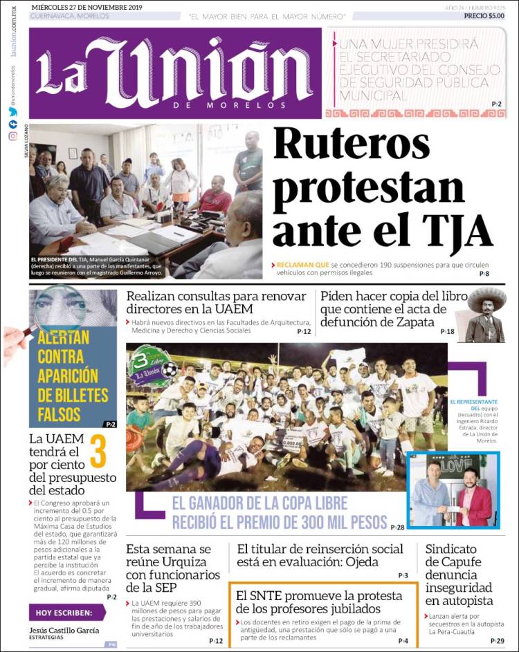 Portada de La Unión de Morelos (México)