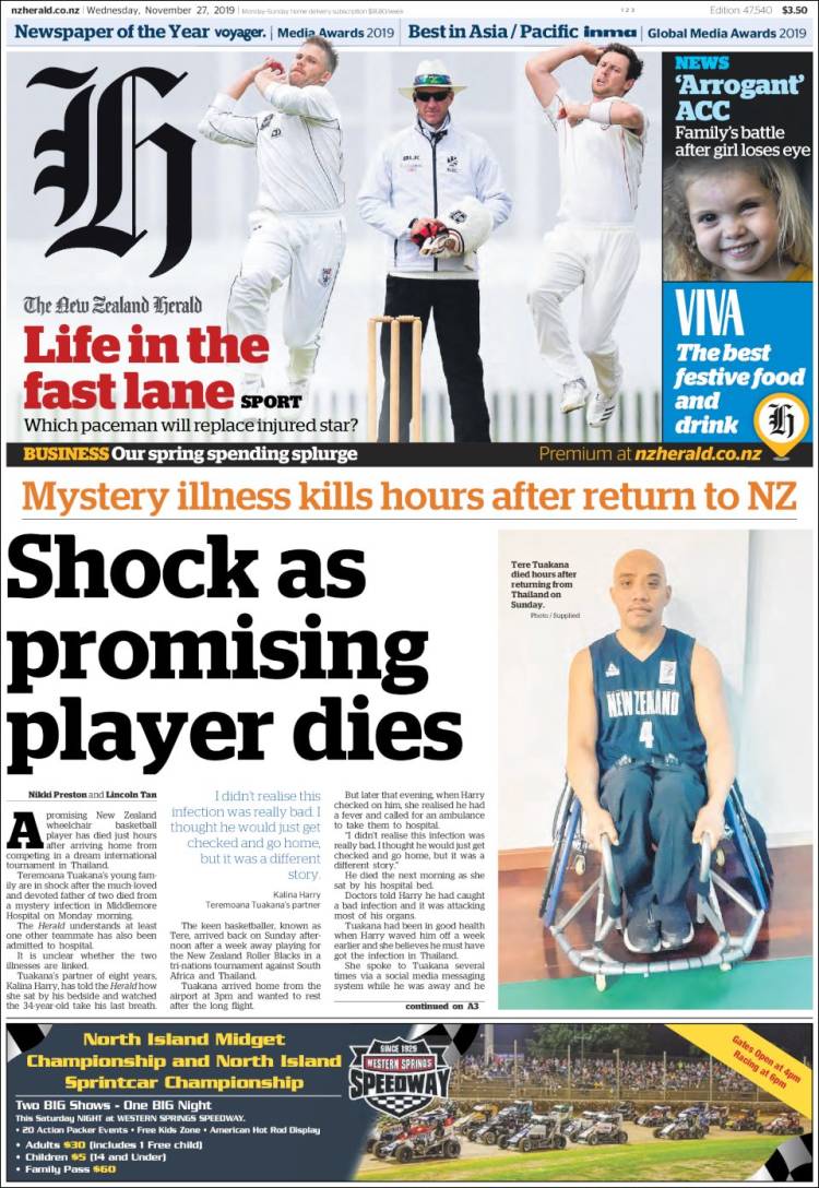 Portada de The New Zealand Herald (Nueva Zelanda)