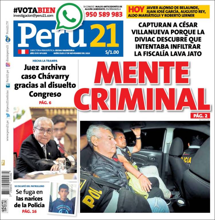 Portada de Perú 21 (Per&uacute;)