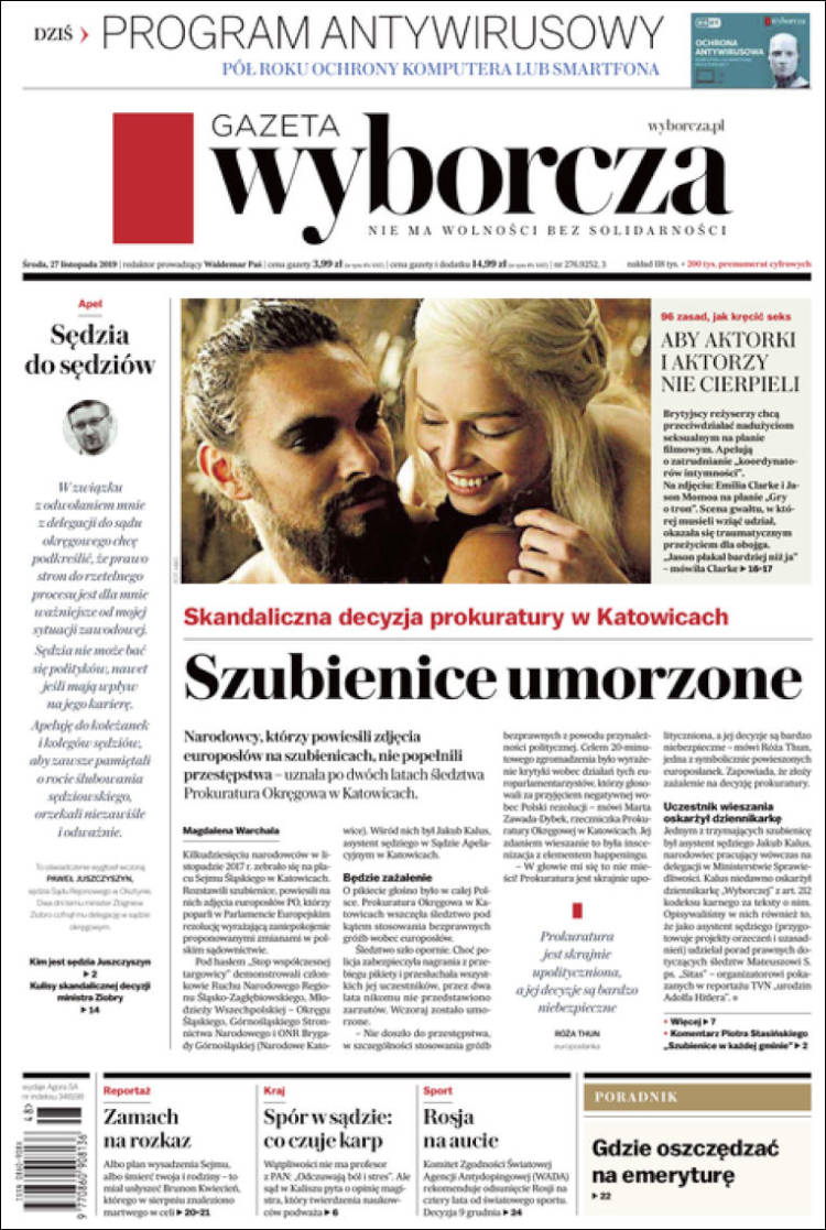 Portada de Gazeta Wyborcza (Polonia)