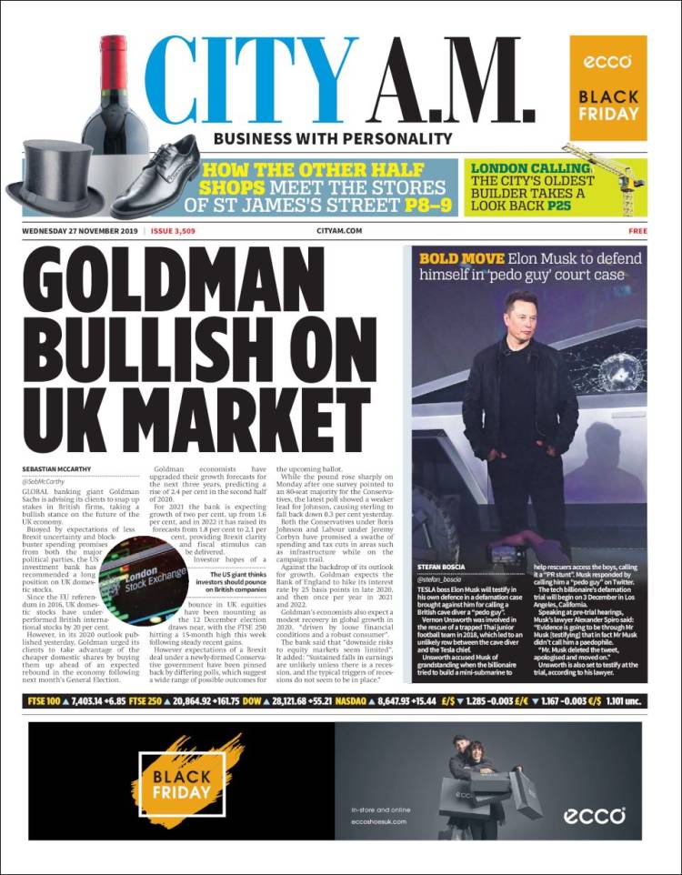 Portada de City A.M. (Reino Unido)