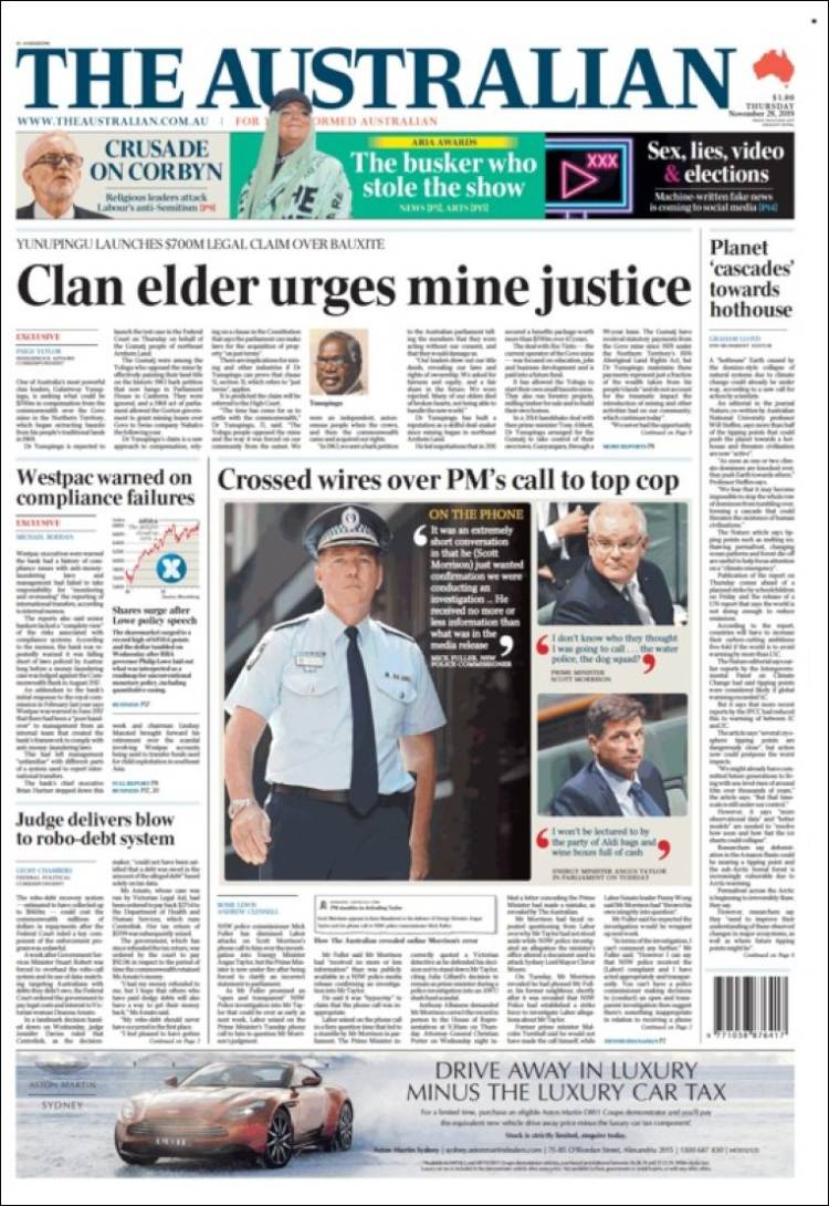 Portada de The Australian (Australia)