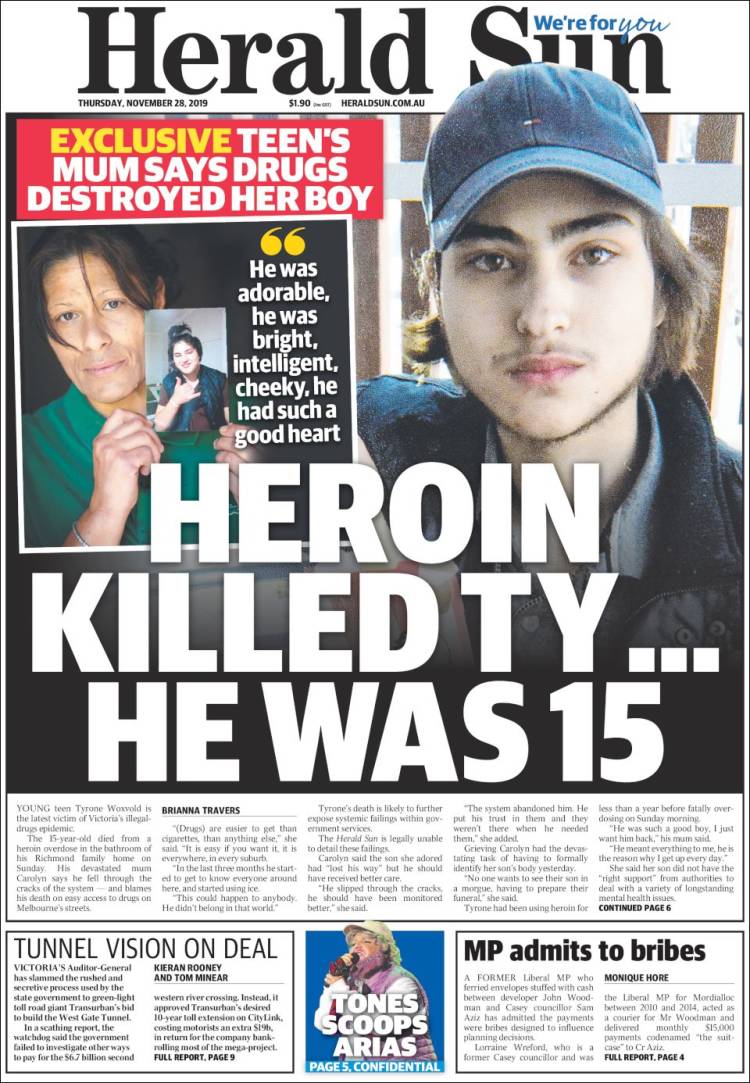 Portada de Herald Sun (Australia)