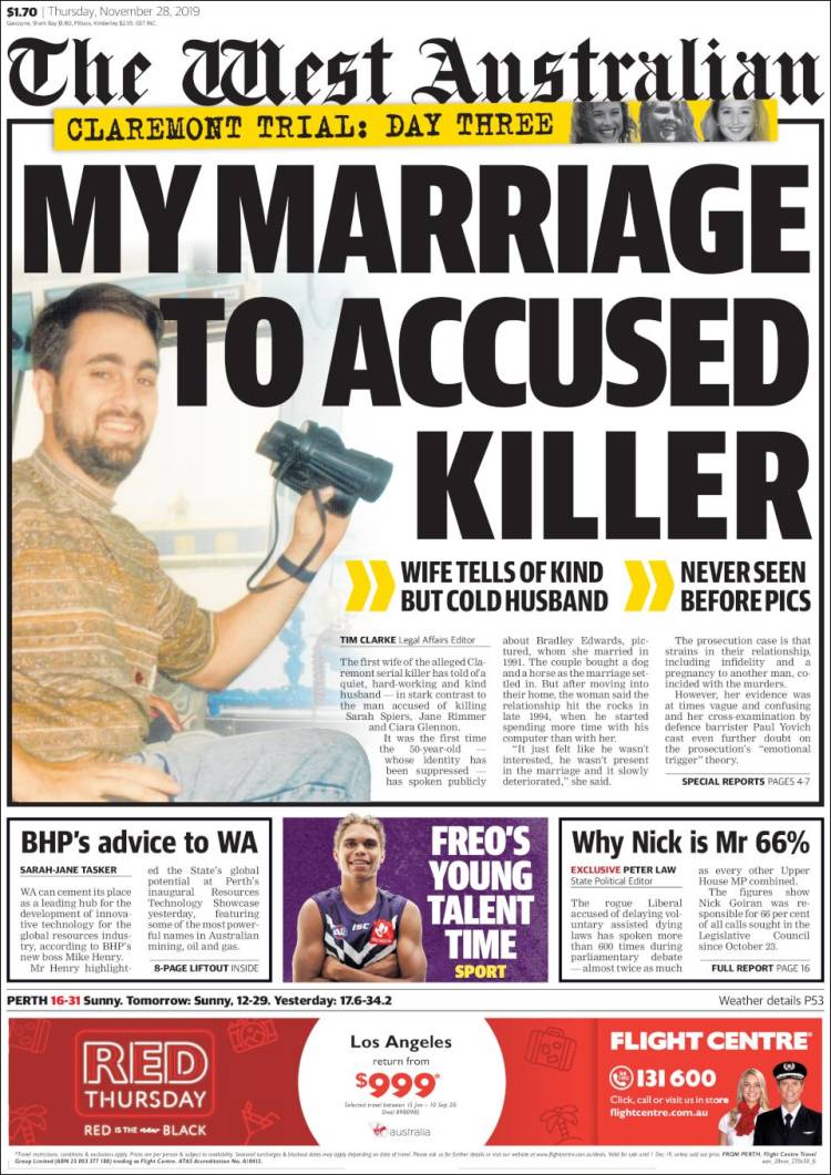 Portada de The West Australian (Australia)