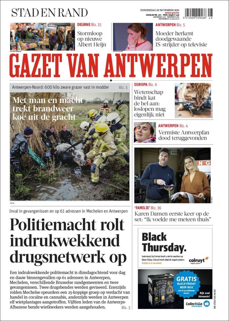 Portada de Gazet van Antwerpen (B&eacute;lgica)