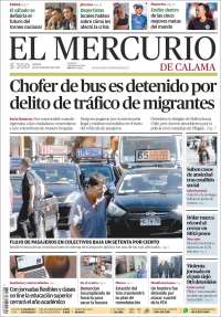 Portada de El Mercurio - Calama (Chile)