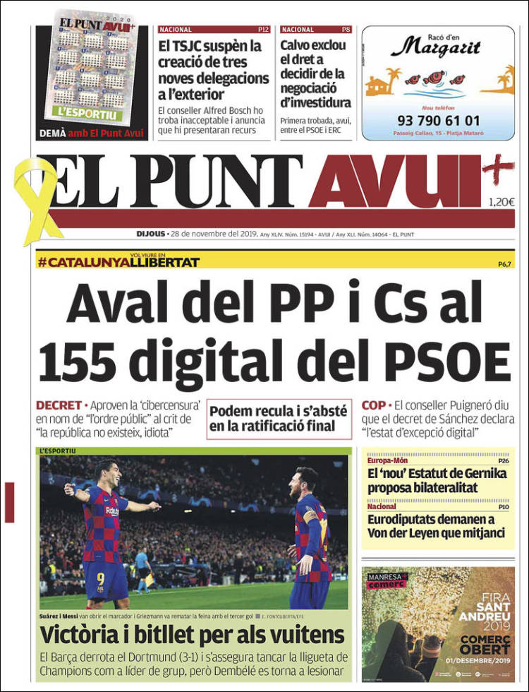 Portada de El Punt Avui (Espa&ntilde;a)