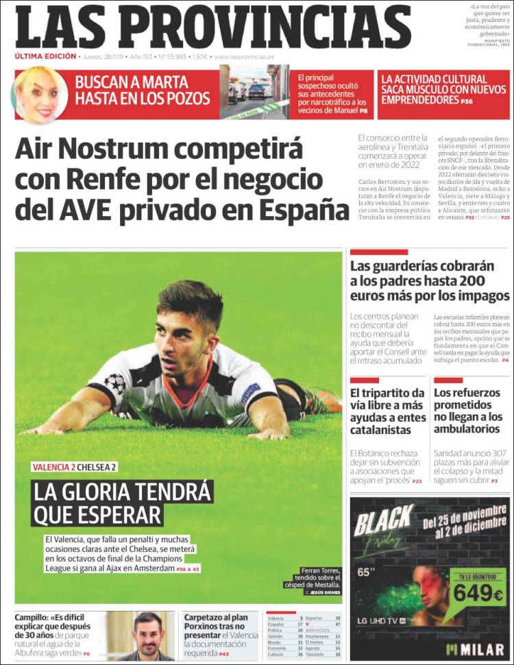 Portada de Las Provincias (Espa&ntilde;a)