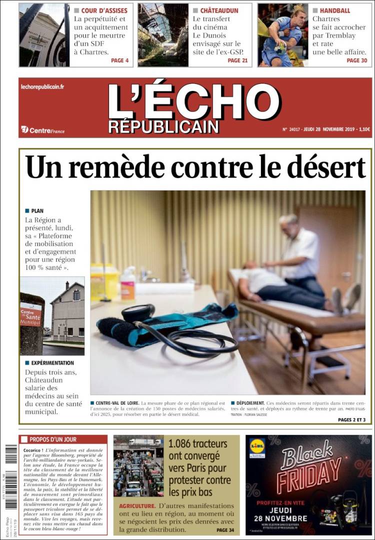 Portada de L'Echo Républicain (Francia)