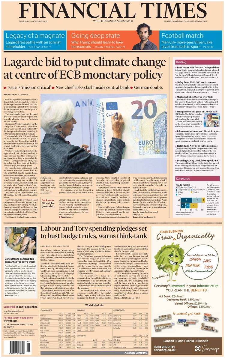 Portada de Financial Times (Reino Unido)