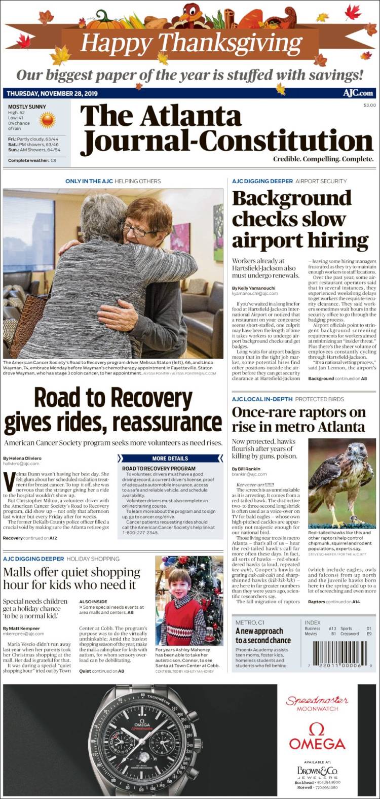 Portada de The Atlanta Journal-Constitution (USA)